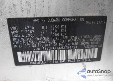 2017 Subaru Impreza Sport from USA, damaged, VIN 4S3GTAL66H3751724